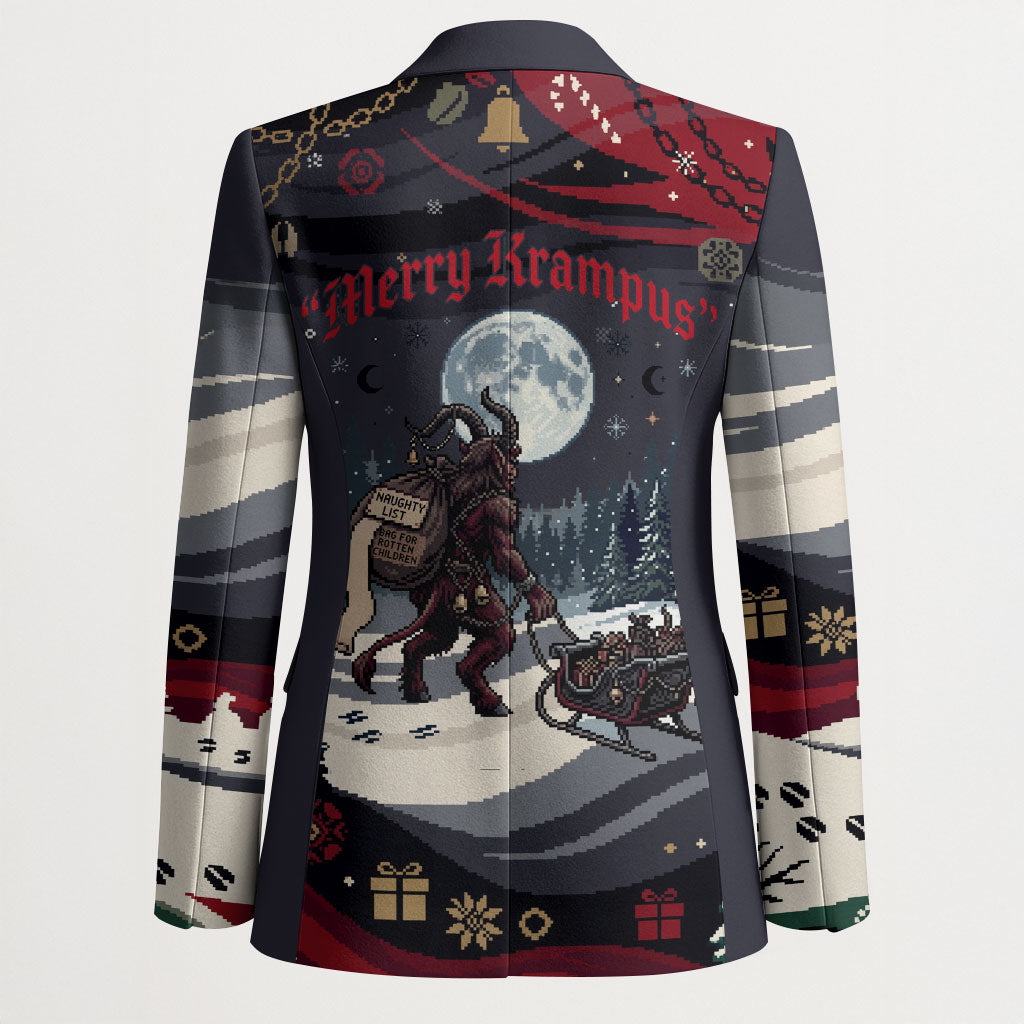 Keep Krampus In Christmas Blazer Gothic Dark Horror Mythical Creature Xmas Art