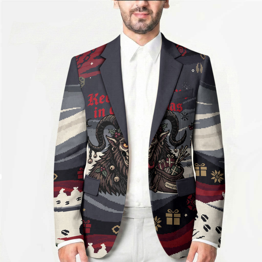 Keep Krampus In Christmas Blazer Gothic Dark Horror Mythical Creature Xmas Art