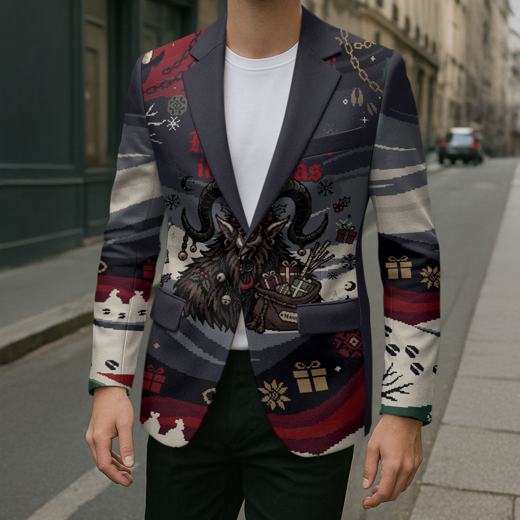 Keep Krampus In Christmas Blazer Gothic Dark Horror Mythical Creature Xmas Art