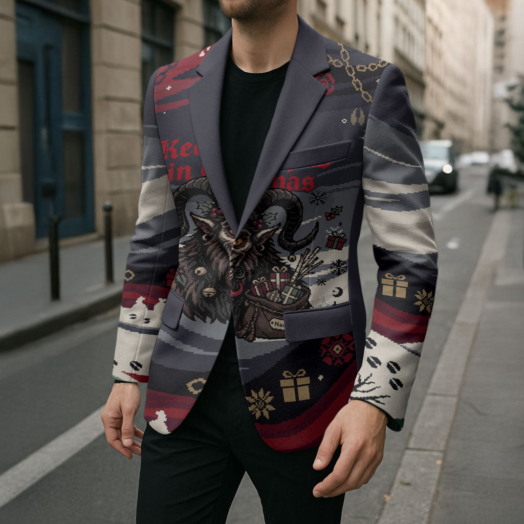 Keep Krampus In Christmas Blazer Gothic Dark Horror Mythical Creature Xmas Art