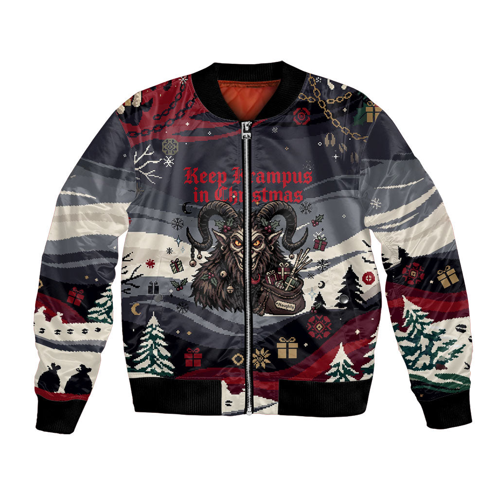 Keep Krampus In Christmas Bomber Jacket Gothic Dark Horror Mythical Creature Xmas Art
