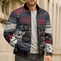Keep Krampus In Christmas Bomber Puffer Jacket Gothic Dark Horror Mythical Creature Xmas Art