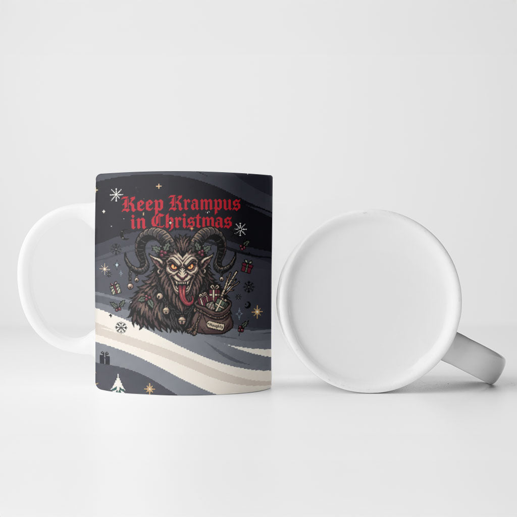 Keep Krampus In Christmas Ceramic Mug Gothic Dark Horror Mythical Creature Xmas Art
