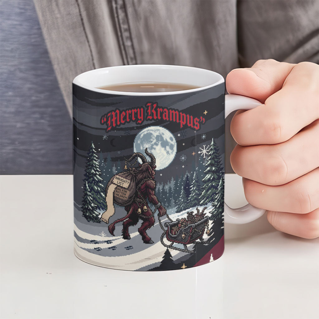 Keep Krampus In Christmas Ceramic Mug Gothic Dark Horror Mythical Creature Xmas Art