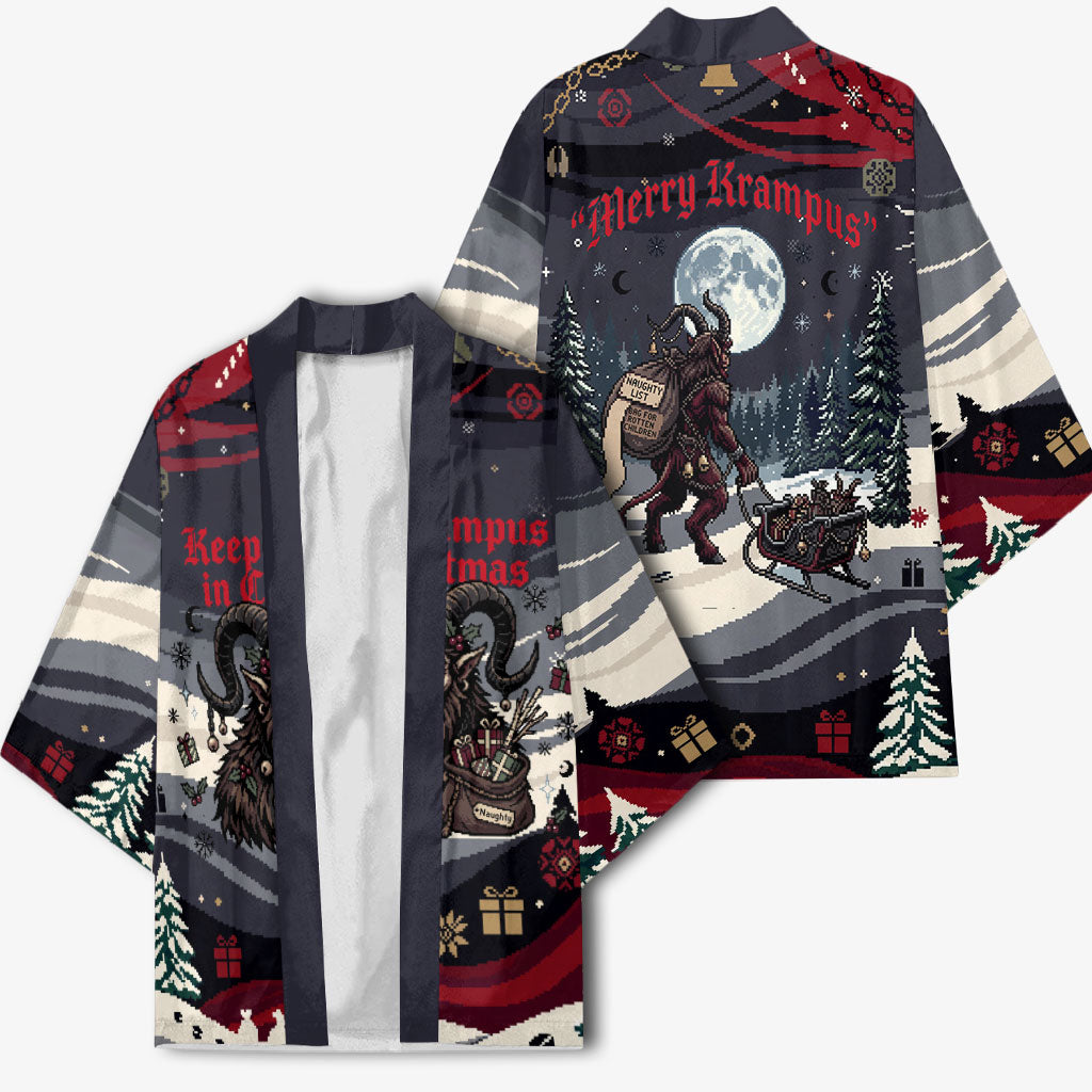 Keep Krampus In Christmas Kimono Gothic Dark Horror Mythical Creature Xmas Art
