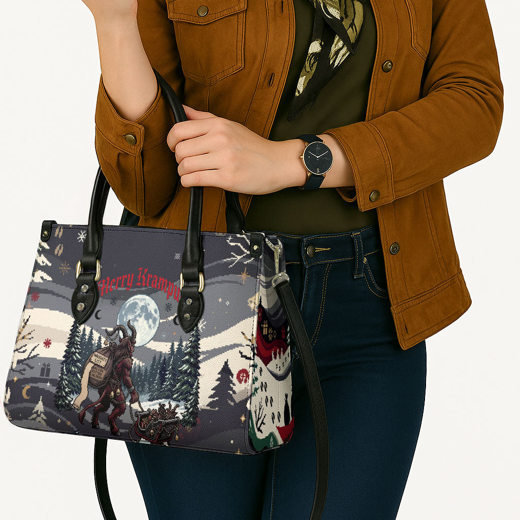 Keep Krampus In Christmas Leather Bag Gothic Dark Horror Mythical Creature Xmas Art