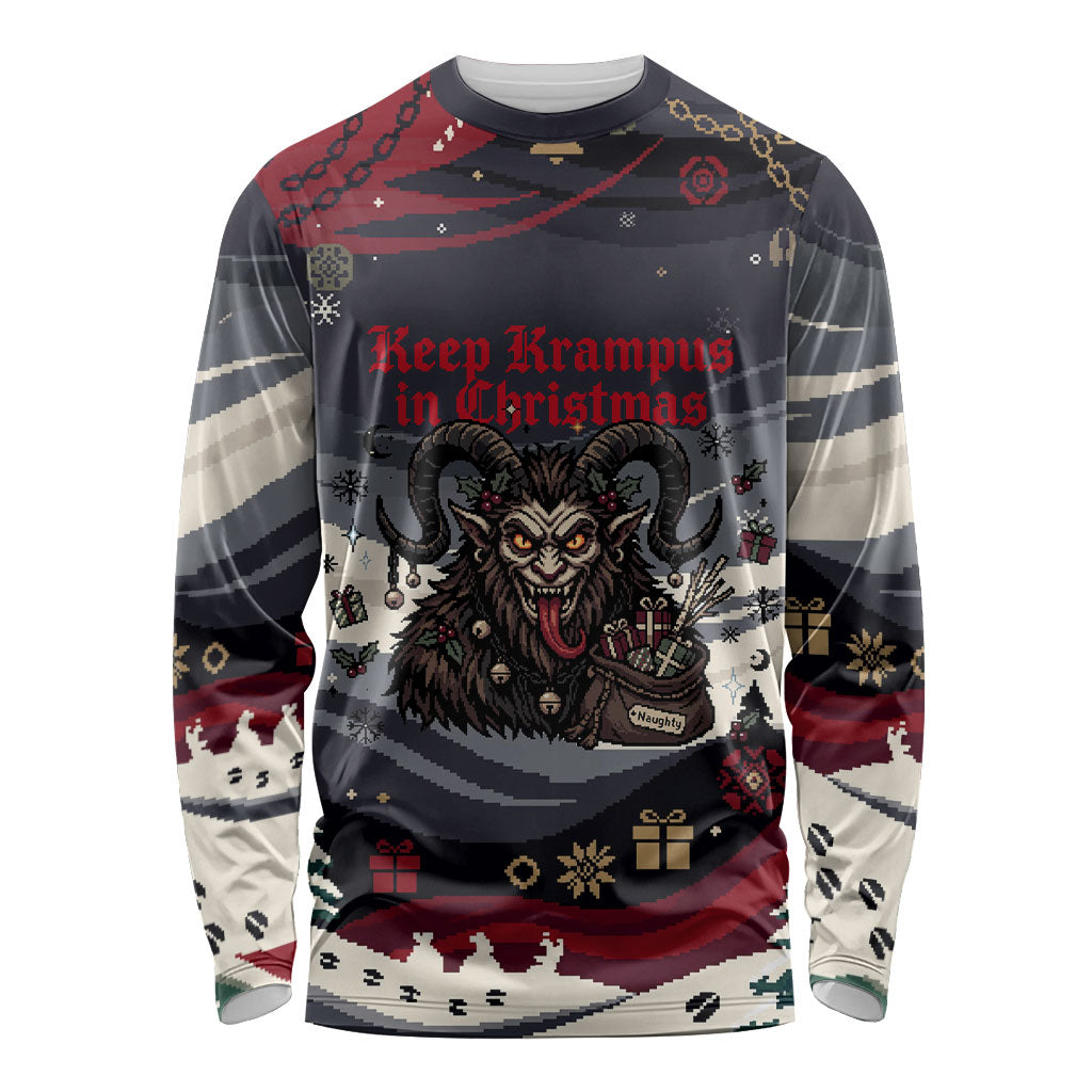 Keep Krampus In Christmas Long Sleeve Shirt Gothic Dark Horror Mythical Creature Xmas Art