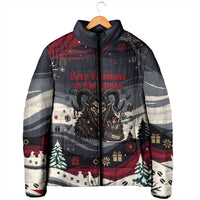 Keep Krampus In Christmas Padded Jacket Gothic Dark Horror Mythical Creature Xmas Art