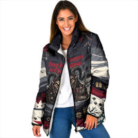 Keep Krampus In Christmas Padded Jacket Gothic Dark Horror Mythical Creature Xmas Art