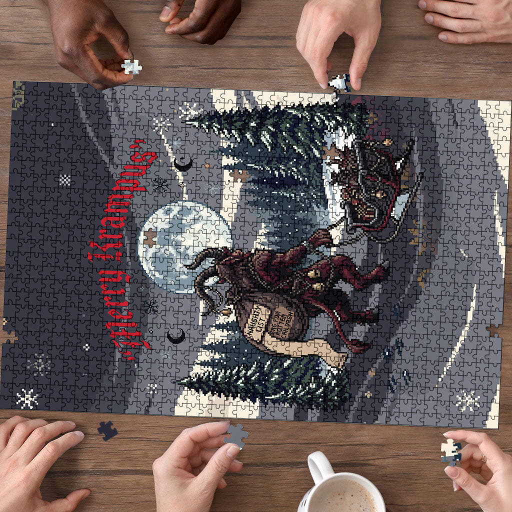 Keep Krampus In Christmas Puzzle Gothic Dark Horror Mythical Creature Xmas Art