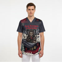 Keep Krampus In Christmas Scrub Top Gothic Dark Horror Mythical Creature Xmas Art