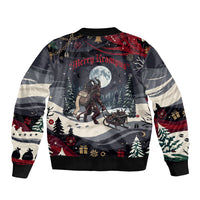 Keep Krampus In Christmas Sleeve Zip Bomber Jacket Gothic Dark Horror Mythical Creature Xmas Art