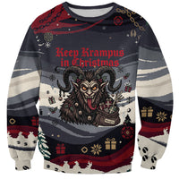 Keep Krampus In Christmas Sweatshirt Gothic Dark Horror Mythical Creature Xmas Art