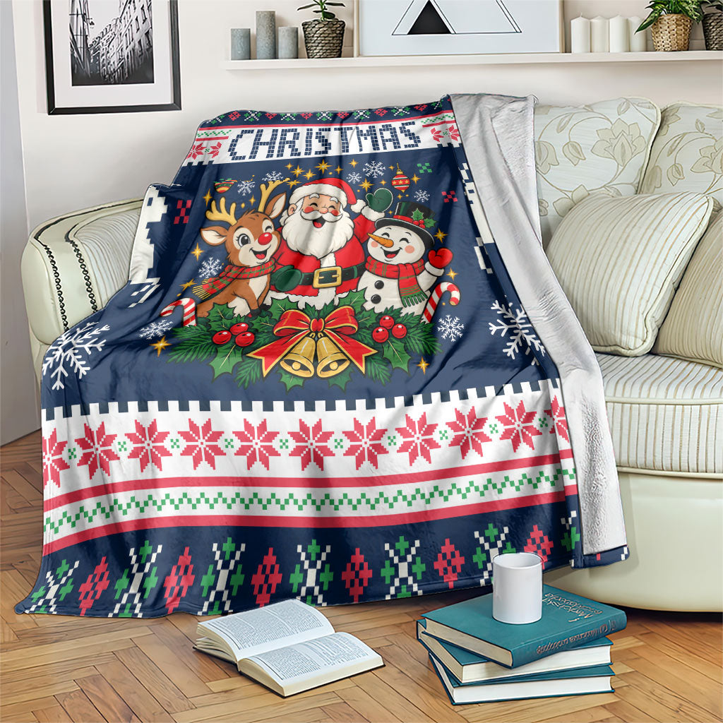 Santa Reindeer Snowman Christmas Blanket Ugly Holiday Pattern Festive Winter Fair Isle