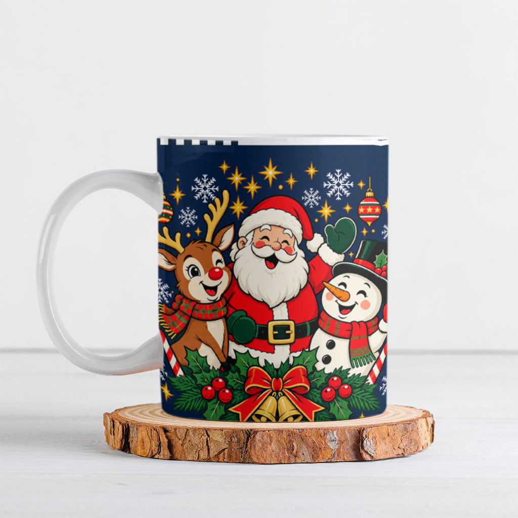 Santa Reindeer Snowman Christmas Ceramic Mug Ugly Holiday Pattern Festive Winter Fair Isle