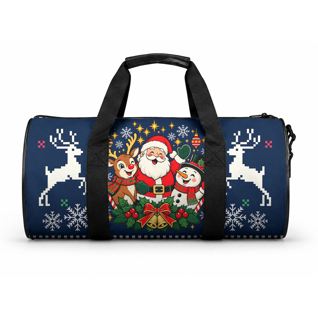Santa Reindeer Snowman Christmas Duffle Bag Ugly Holiday Pattern Festive Winter Fair Isle