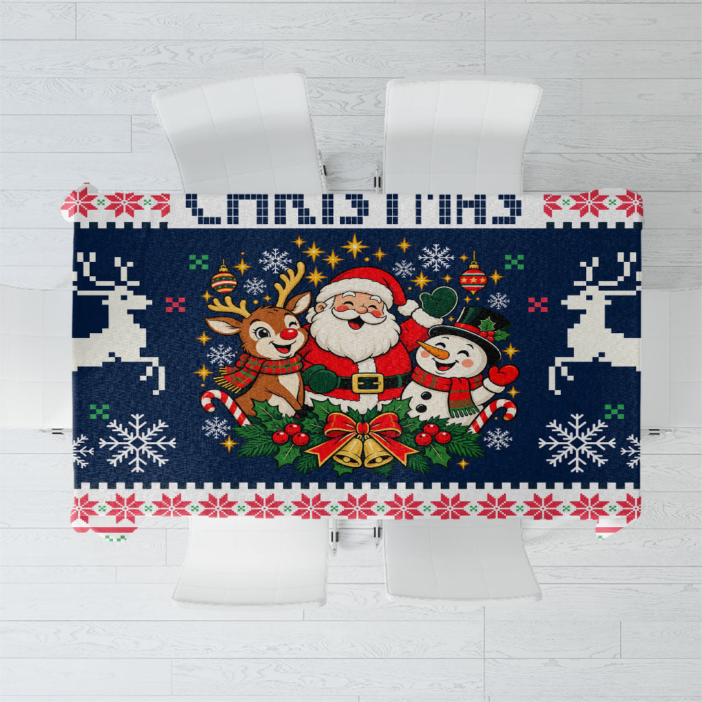 Santa Reindeer Snowman Christmas Tablecloth Ugly Holiday Pattern Festive Winter Fair Isle