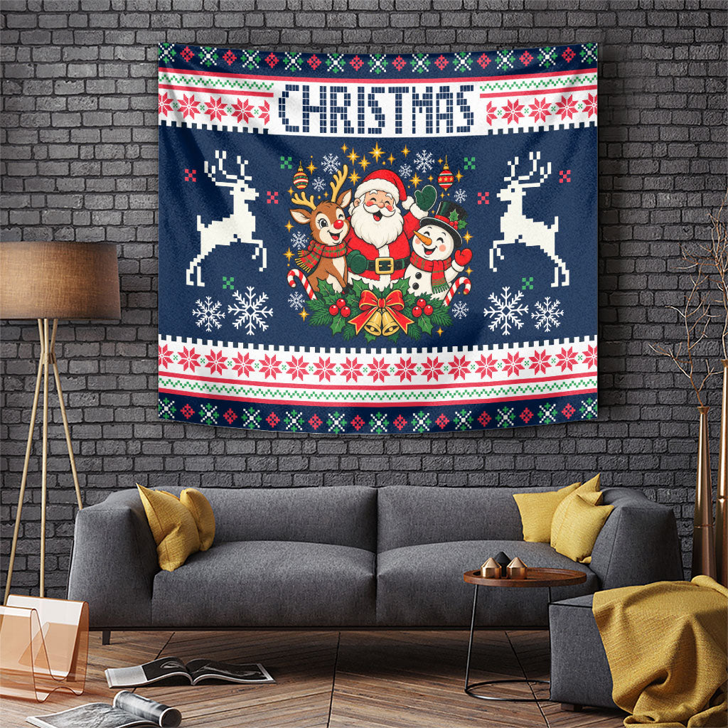 Santa Reindeer Snowman Christmas Tapestry Ugly Holiday Pattern Festive Winter Fair Isle