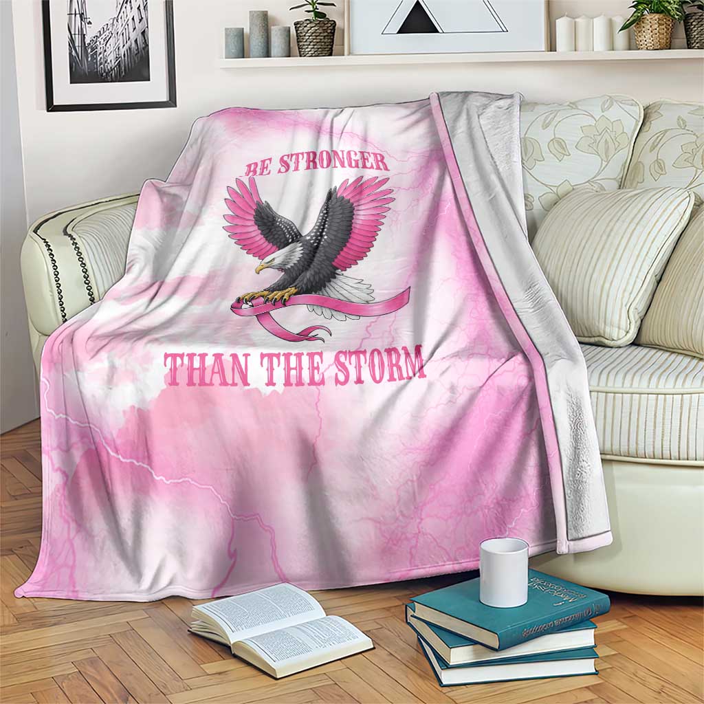 Pink Ribbon American Eagle Blanket Breast Cancer Awareness - Be Stronger Than The Storm