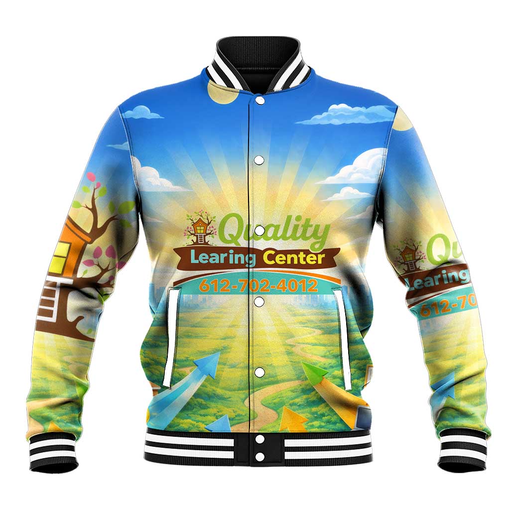 Quality Learning Center Baseball Jacket Funny Day Care Bright and Playful Branded