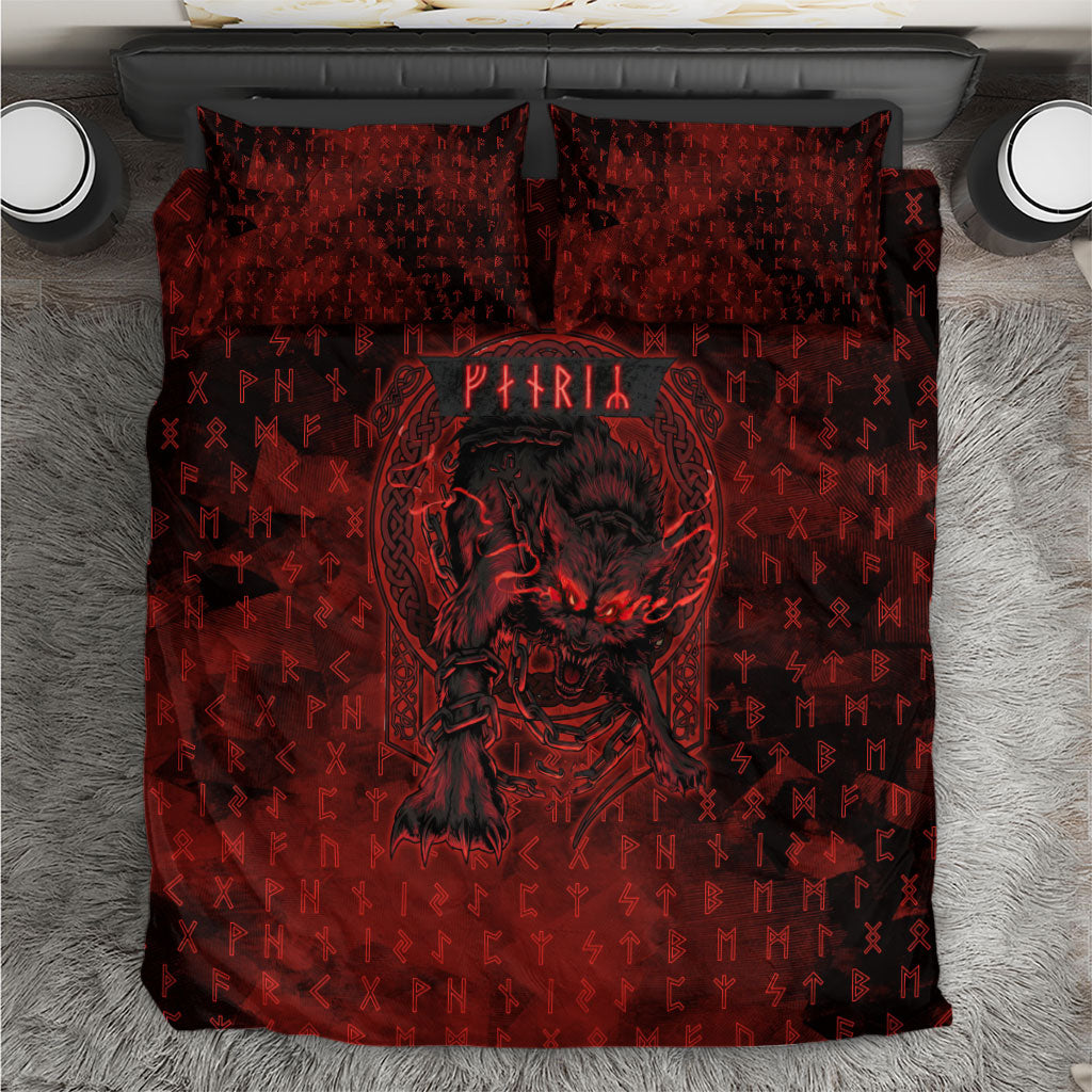 Fenrir Norse Wolf Bedding Set Viking Runic Celtic Knot Dark Art