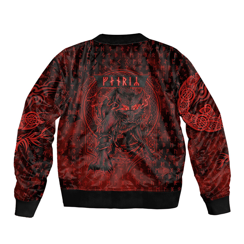 Fenrir Norse Wolf Bomber Jacket Viking Runic Celtic Knot Dark Art