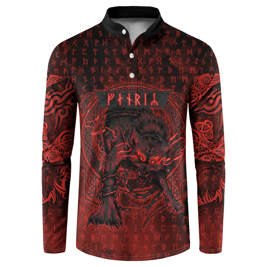 Fenrir Norse Wolf Button Sweatshirt Viking Runic Celtic Knot Dark Art