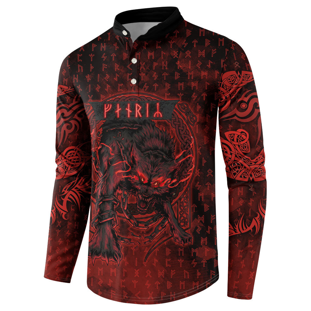 Fenrir Norse Wolf Button Sweatshirt Viking Runic Celtic Knot Dark Art