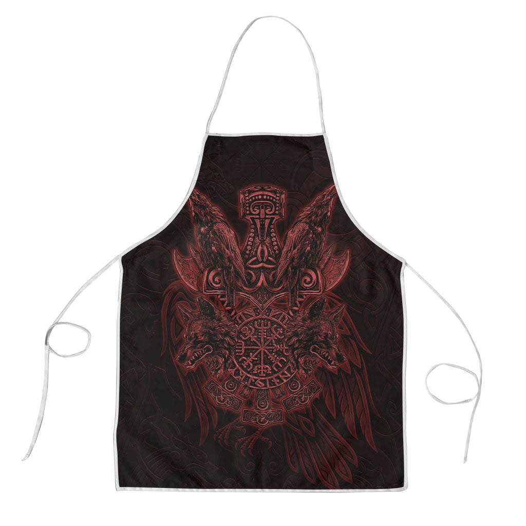 Huginn and Muninn with Fenrir and Vegvisir Apron Viking Runic Celtic Knot Dark Gothic Art