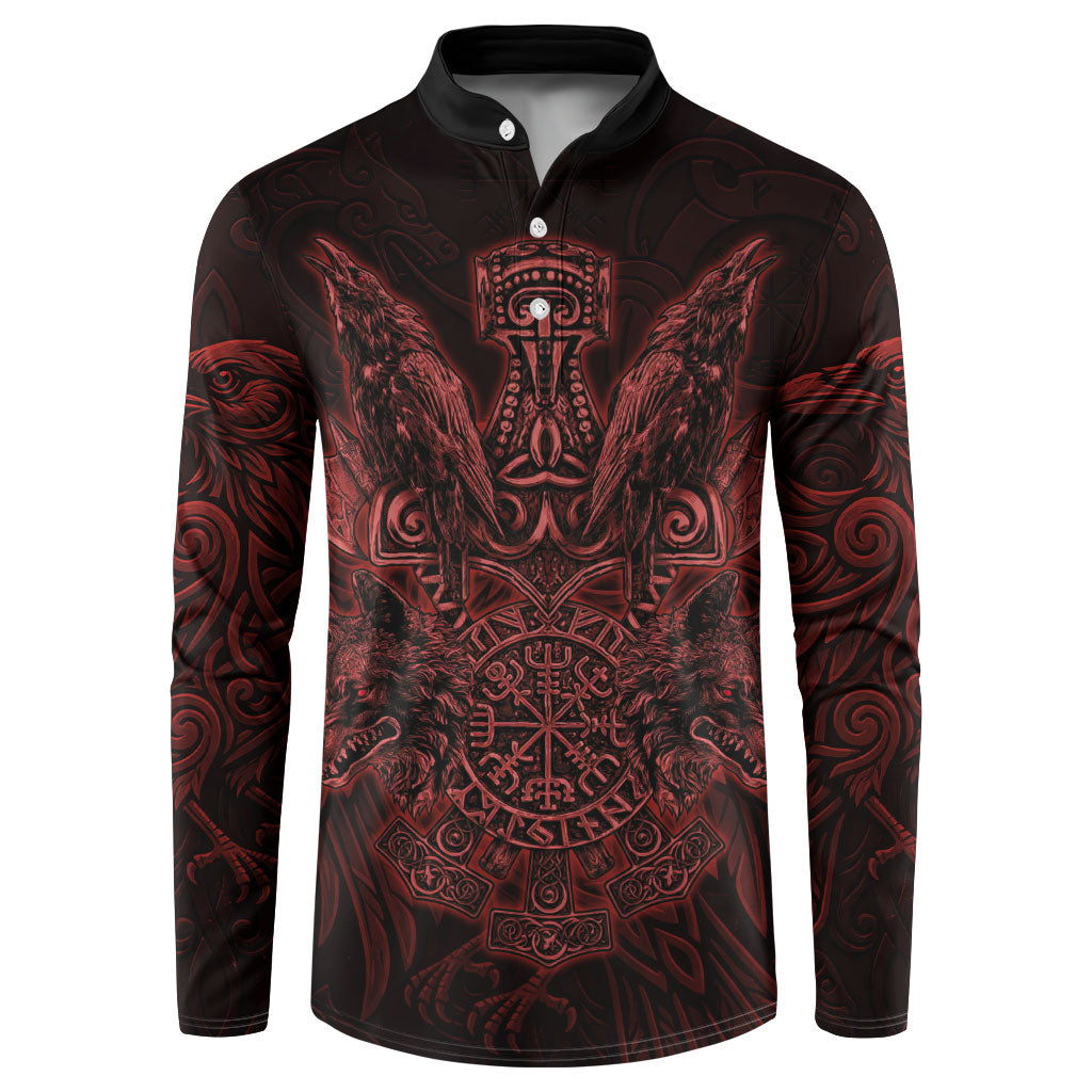 Huginn and Muninn with Fenrir and Vegvisir Button Sweatshirt Viking Runic Celtic Knot Dark Gothic Art
