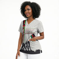 Malawi Independence Day Scrub Top Patriotic Flag Design Soldier Silhouette