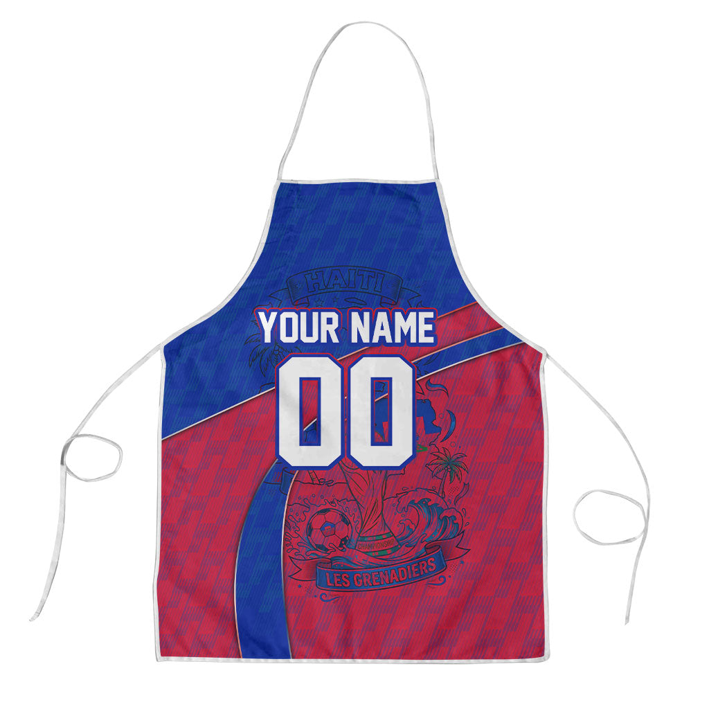 Personalized Haiti Soccer Les Grenadiers Apron Championship Football 2026 Trophy Haitian Flag Map