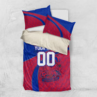 Personalized Haiti Soccer Les Grenadiers Bedding Set Championship Football 2026 Trophy Haitian Flag Map