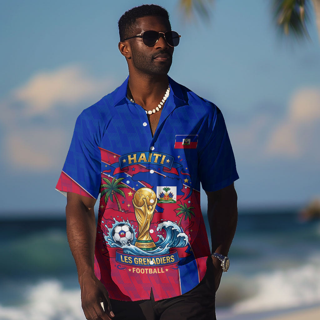 Personalized Haiti Soccer Les Grenadiers Hawaiian Shirt Championship Football 2026 Trophy Haitian Flag Map