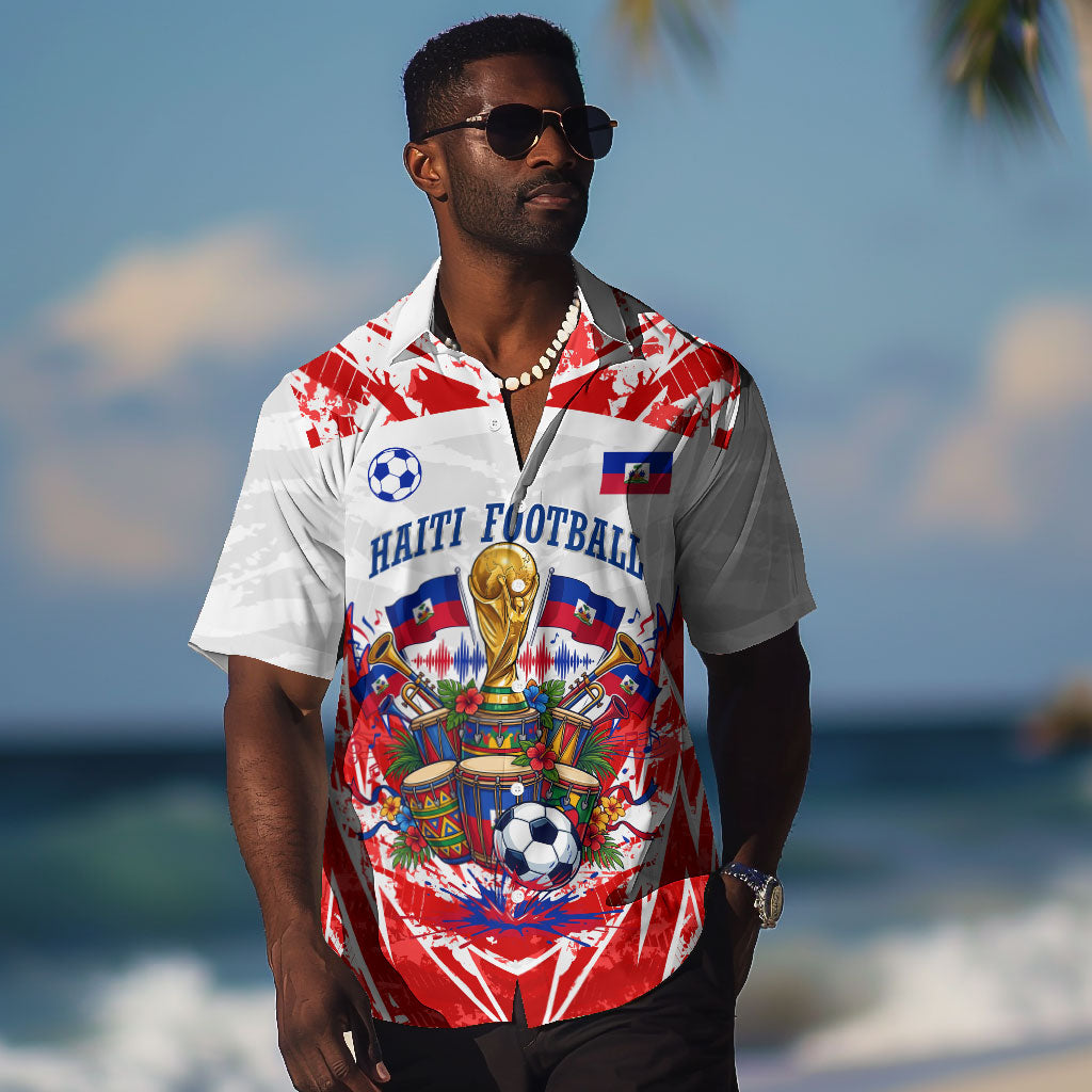 Custom Haiti Football Champions Hawaiian Shirt Haitian Soccer Fan - Tanbou Drums Tropical Flowers