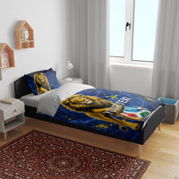 Personalized Sweden Football Lion Bedding Set Electric Lightning Mascot