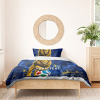 Personalized Sweden Football Lion Bedding Set Electric Lightning Mascot