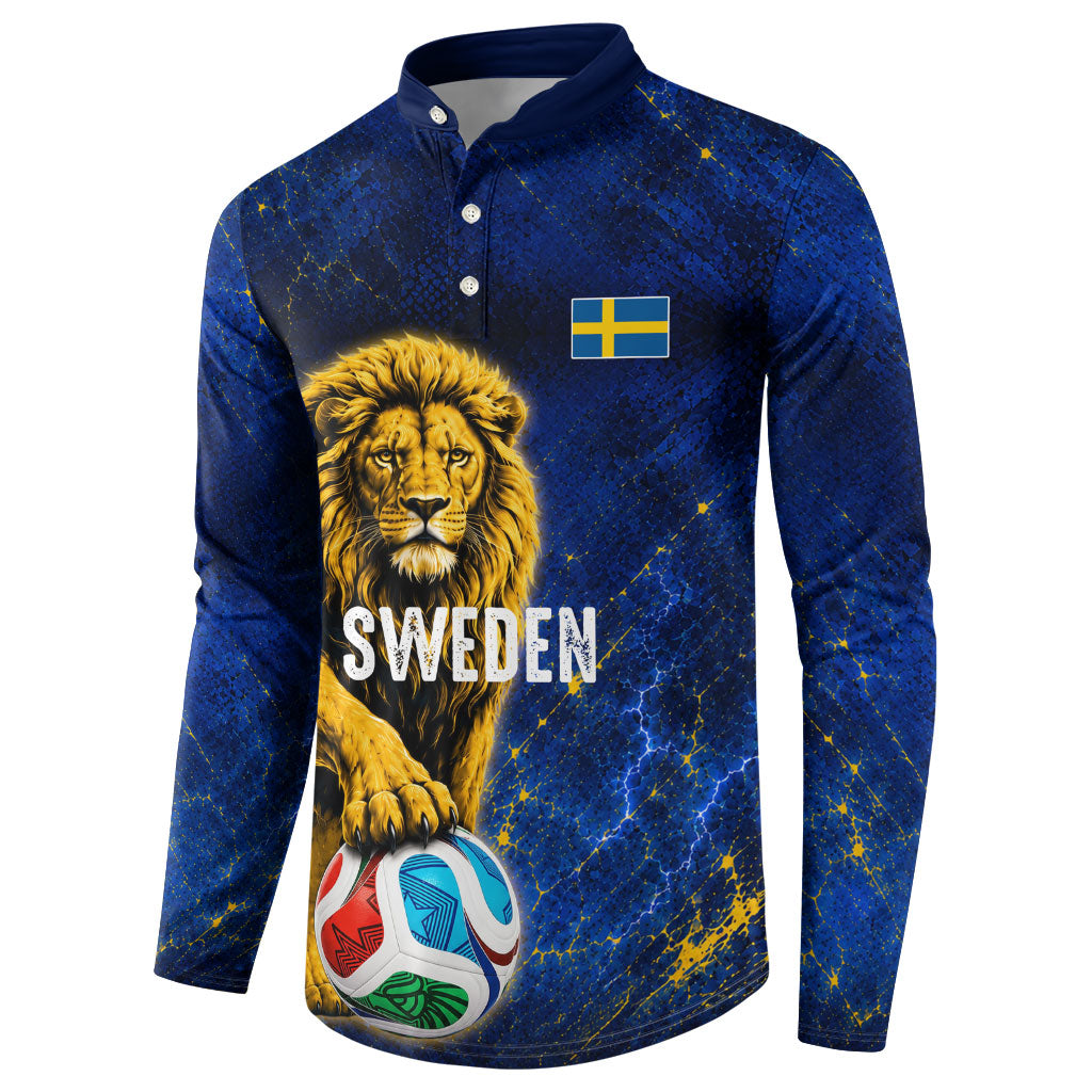 Personalized Sweden Football Lion Button Sweatshirt Electric Lightning Mascot