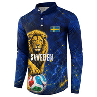 Personalized Sweden Football Lion Button Sweatshirt Electric Lightning Mascot