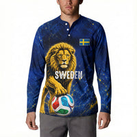 Personalized Sweden Football Lion Button Sweatshirt Electric Lightning Mascot