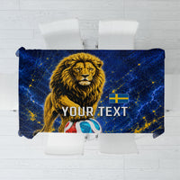 Personalized Sweden Football Lion Tablecloth Electric Lightning Mascot