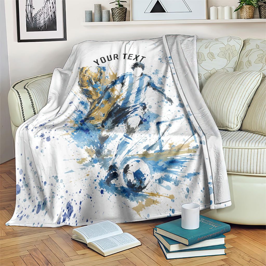 Personalized Argentina Football La Seleccion Blanket Watercolor Splatter World Soccer Art