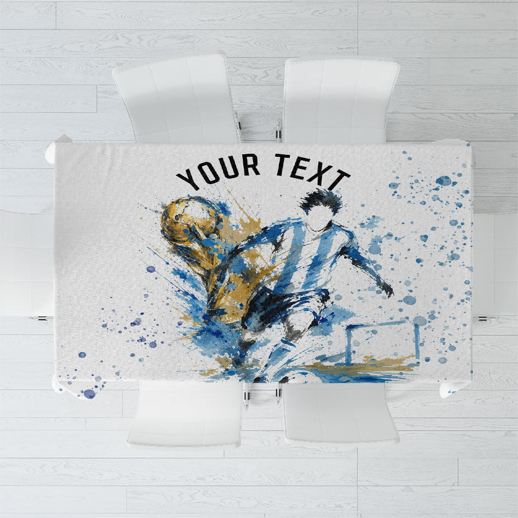 Personalized Argentina Football La Seleccion Tablecloth Watercolor Splatter World Soccer Art