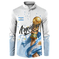 Personalized Argentina Football Button Sweatshirt Soccer Trophy Celebration Flag Graphic