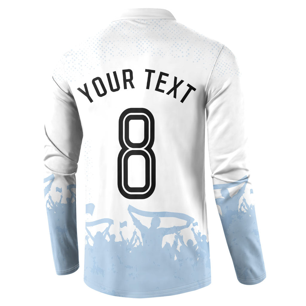 Personalized Argentina Football Button Sweatshirt Soccer Trophy Celebration Flag Graphic