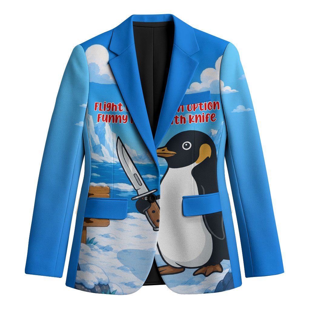 Flight Was Never An Option Funny Penguin With Knife Blazer Animal Meme Humor Comic Graphic