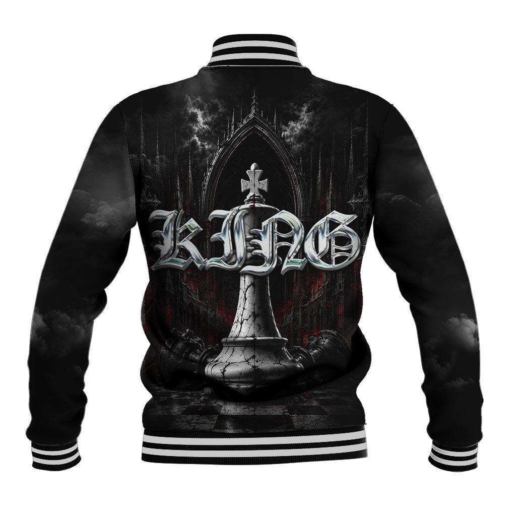 King Chess Piece Baseball Jacket Dark Gothic Fantasy Board Game Art