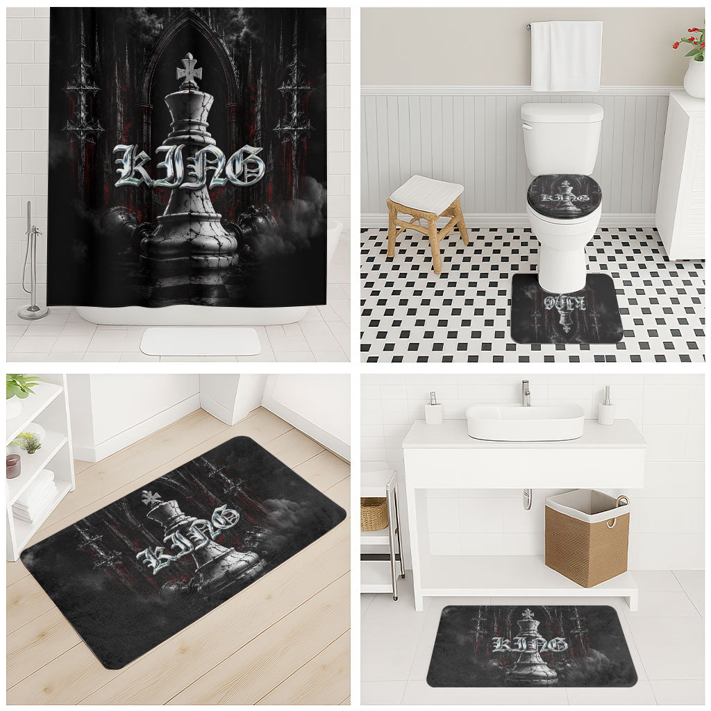 King Chess Piece Bathroom Set Dark Gothic Fantasy Board Game Art
