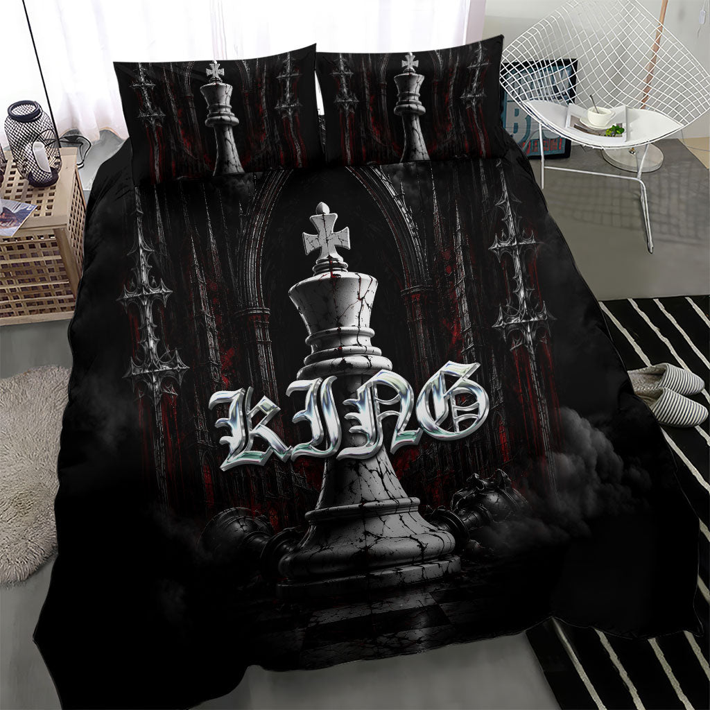 King Chess Piece Bedding Set Dark Gothic Fantasy Board Game Art