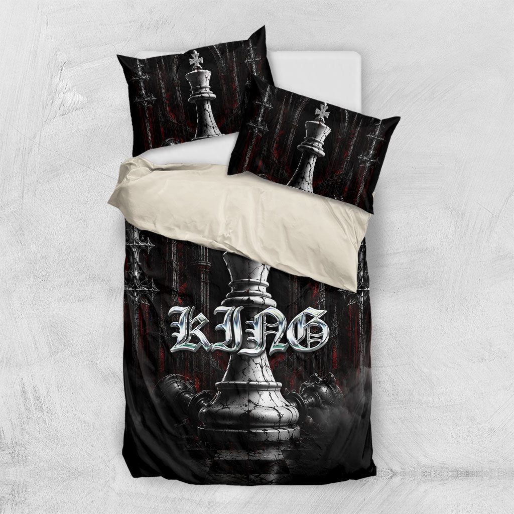 King Chess Piece Bedding Set Dark Gothic Fantasy Board Game Art